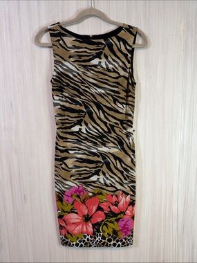 VINTAGE CACHE ANIMAL PRINT FLORAL DRESS SMALL